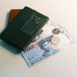 banknote and Passport on white panel